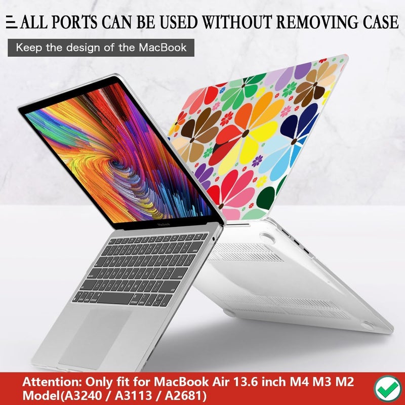 CISSOOK Compatible with MacBook Air 13.6 inch Case 2025 2024 2023 2022 Release A3240 A3113 A2681, Plastic Hard Shell Case Keyboard Cover Set for MacBook Air 13 inch M2 M3 M4, Colorful Floral - Image 4